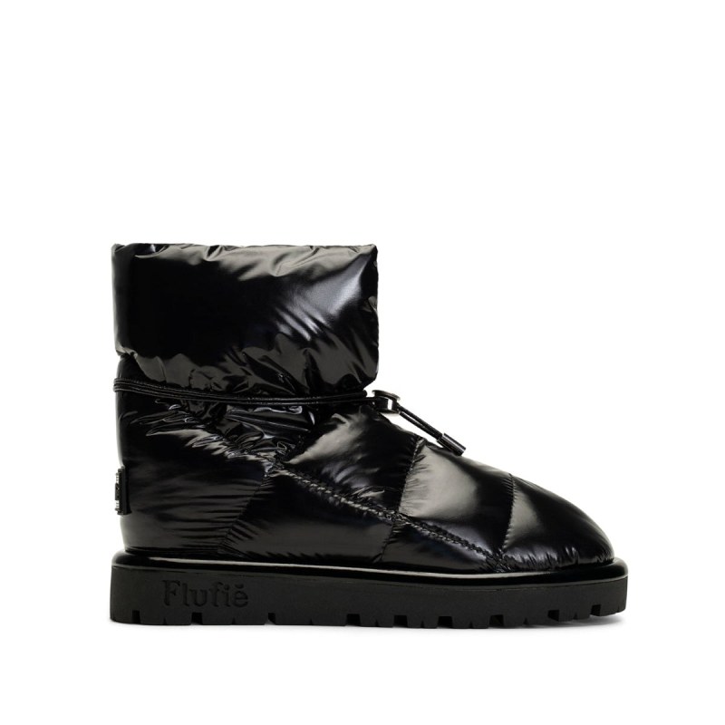 Shiny Jet Black Down Boot