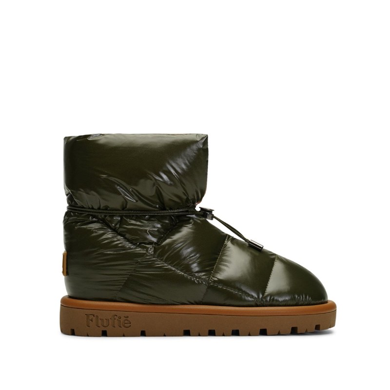 Shiny Khaki Down Boot