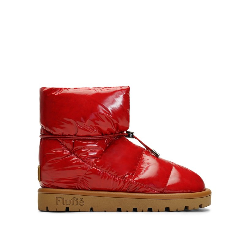 Shiny Red Down Boots
