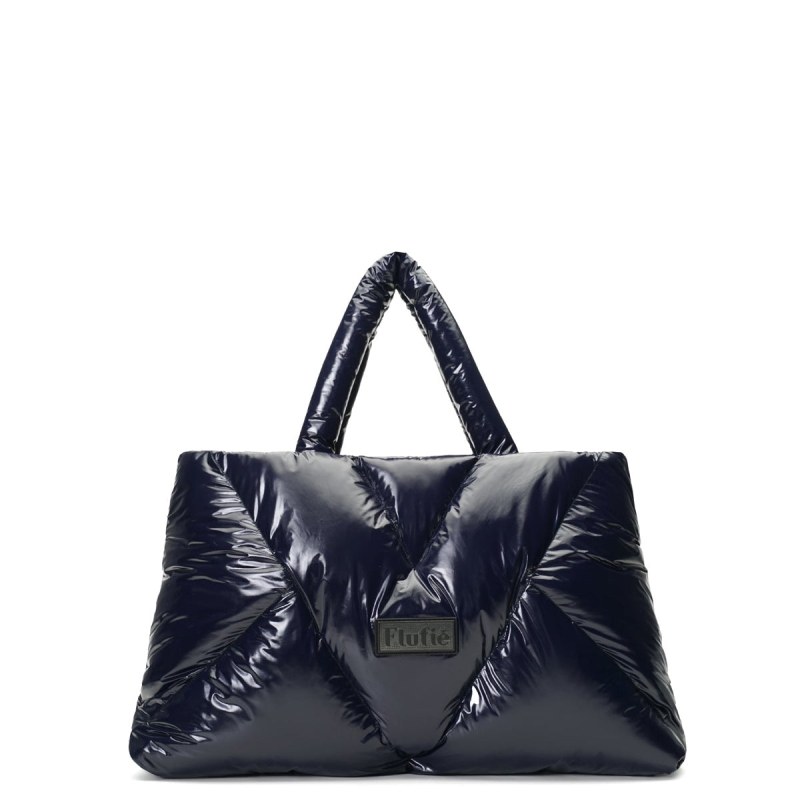 Shoulder Navy Blue Shiny