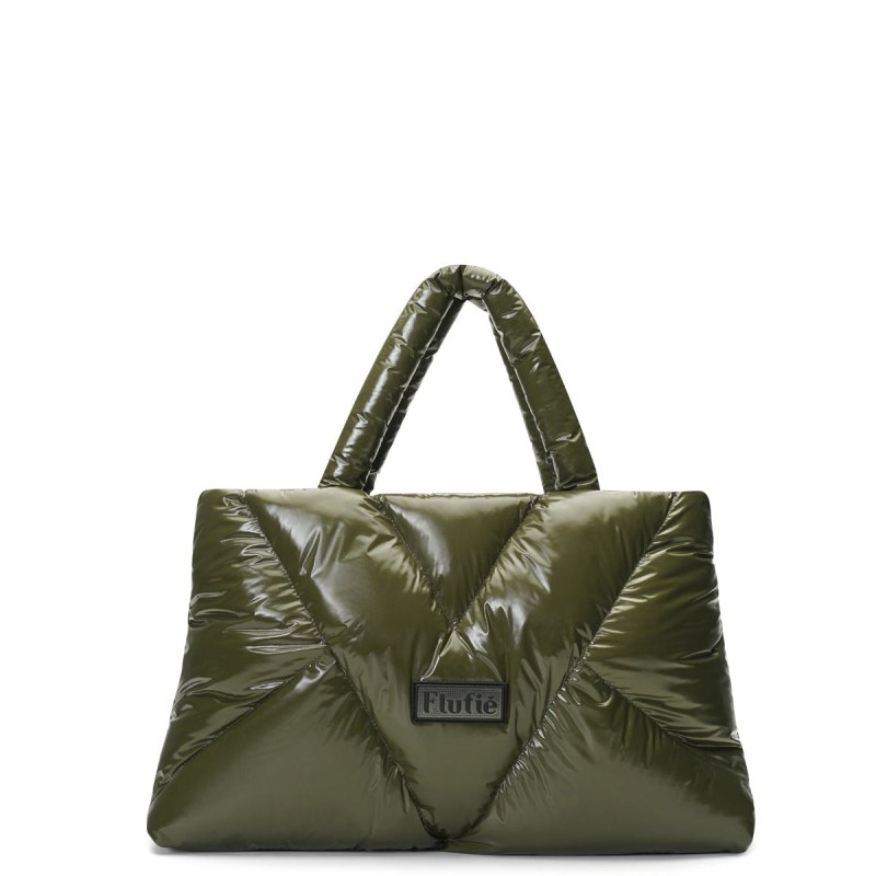 Shoulder Bag Khaki Shiny