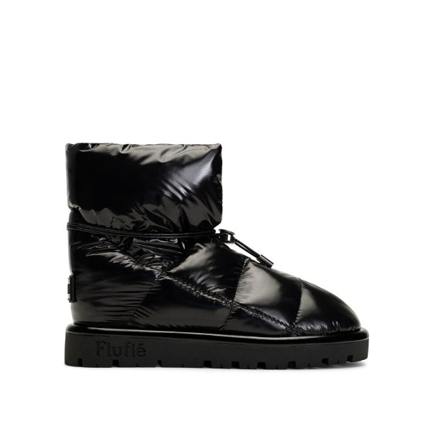Shiny Jet Black Down Boot